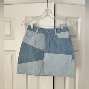 Altar'd State Blue Patchwork Mini Skirt